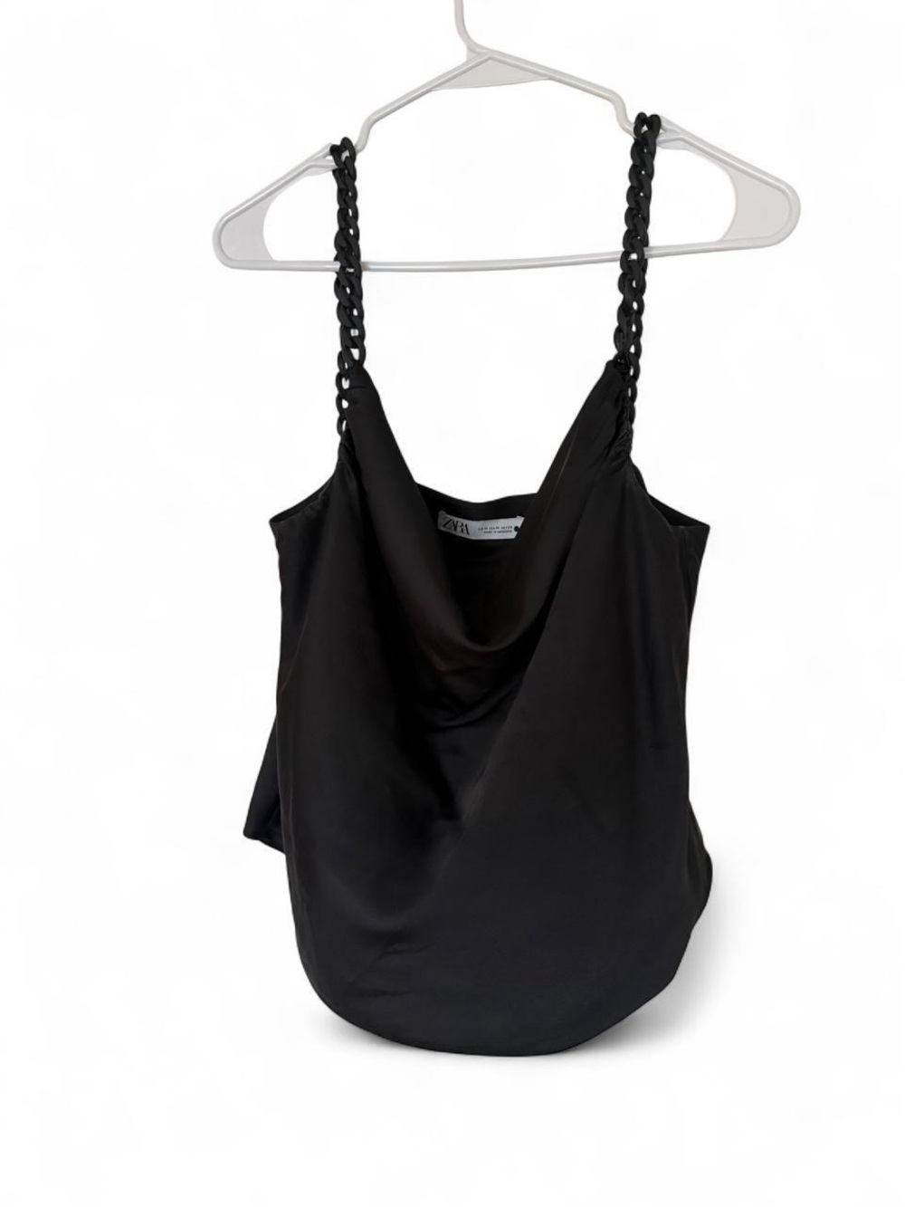 Zara Black Cowl-Neck Camisole with Braided Straps